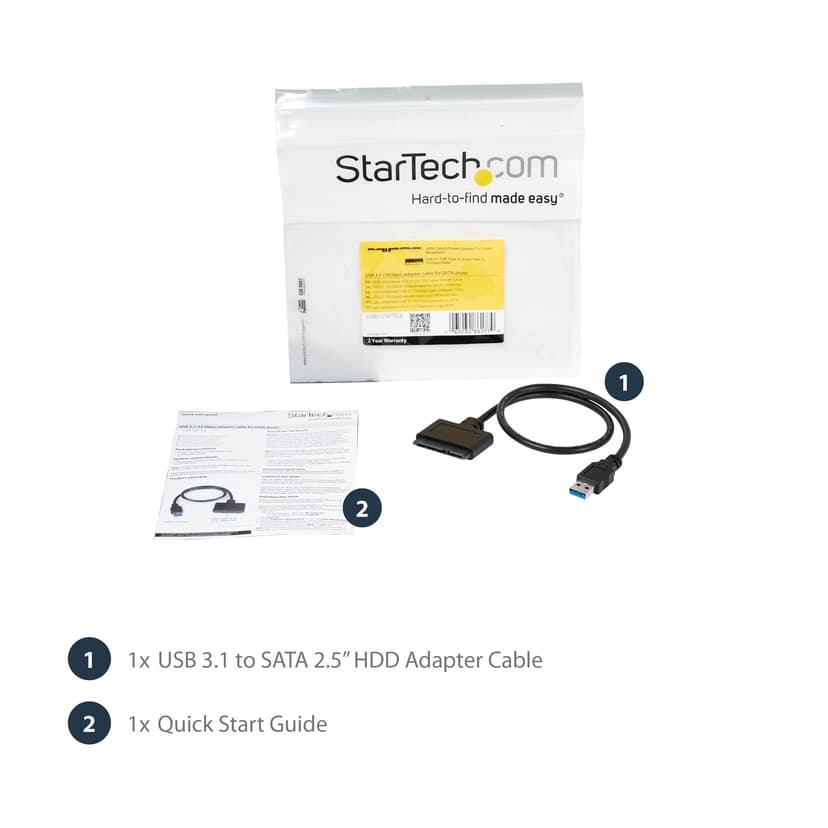 Startech USB 3.1 (10Gbps) Adapter Cable for 2.5" SATA Drives USB-A 3.1 SATA, SATA Power