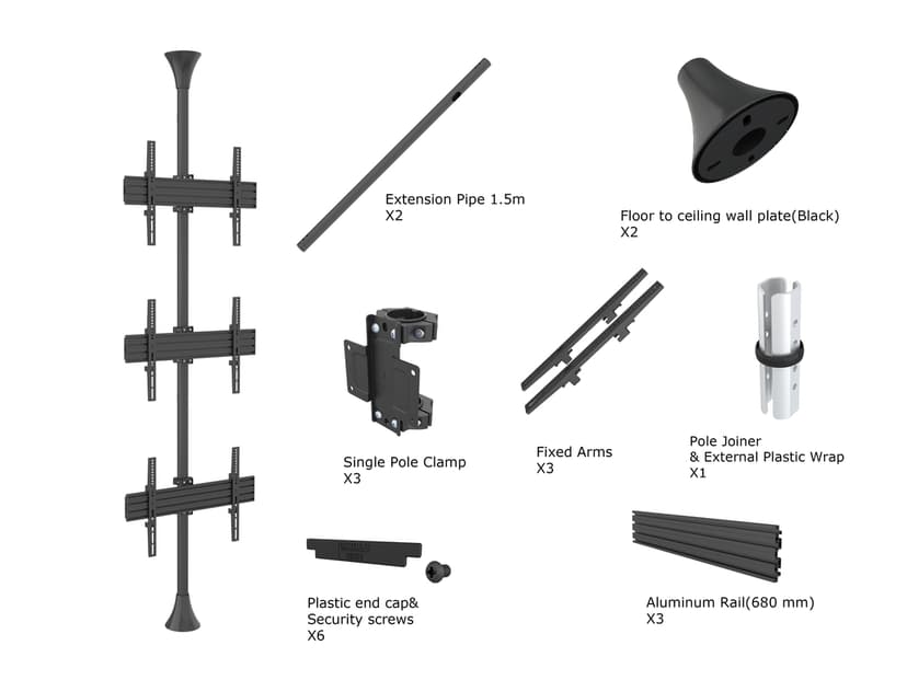 Multibrackets Pro Series Floor To Ceiling Mount MBFC3U