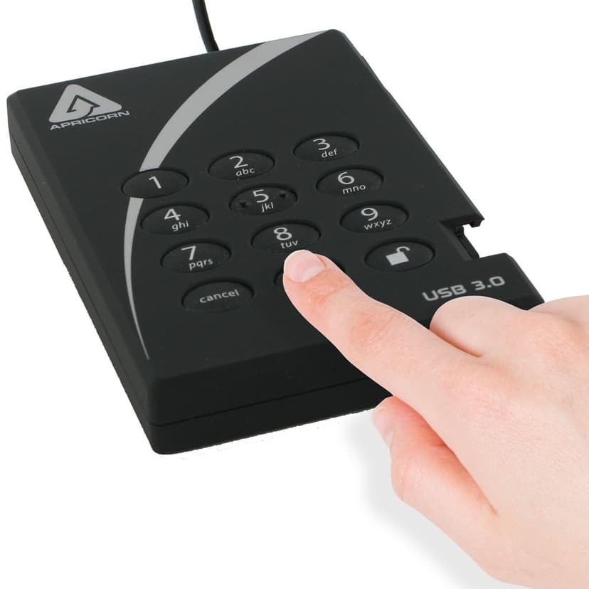 Apricorn Padlock Secure 256BIT AES 2TB Svart