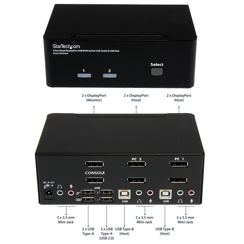 Startech 2 Port DisplayPort Dual-Monitor KVM Switch