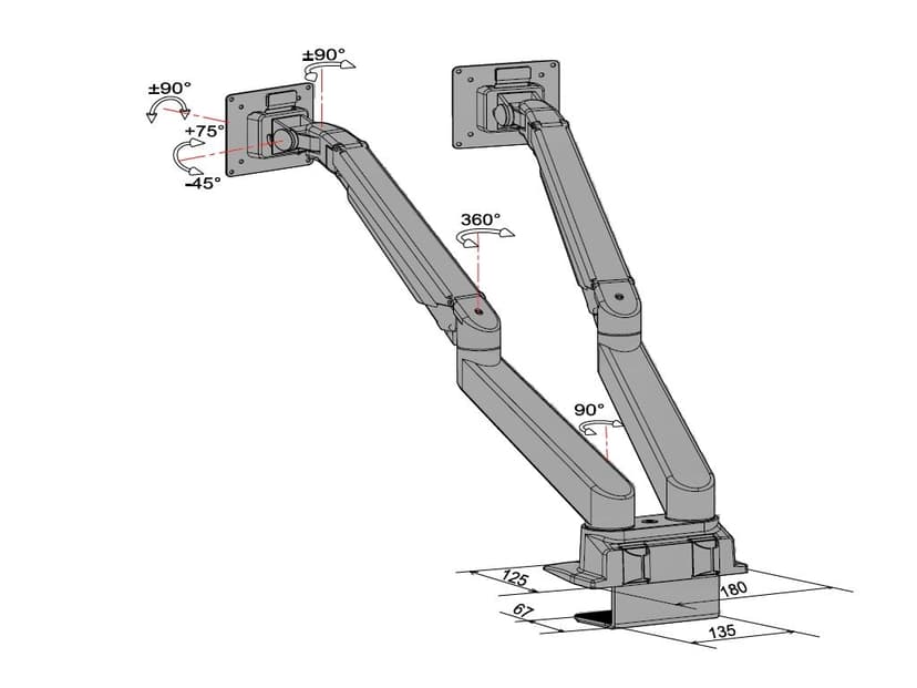 Multibrackets M VESA Gas Lift Arm Dual Side By Side