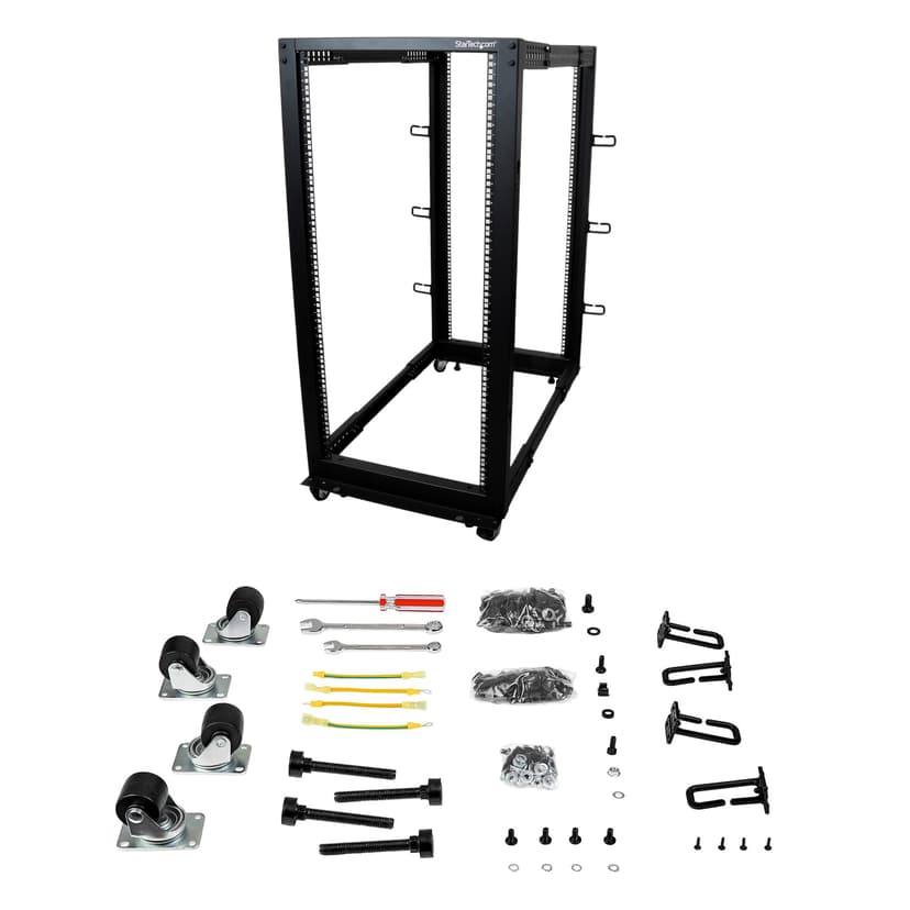 Startech 25U Adjustable Depth Open Frame 4 Post Server Rack