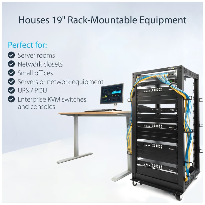 Startech 25U Adjustable Depth Open Frame 4 Post Server Rack