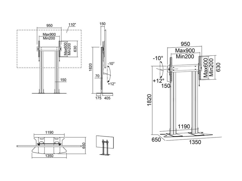 Multibrackets M Display Stand 180 Dual Pillar