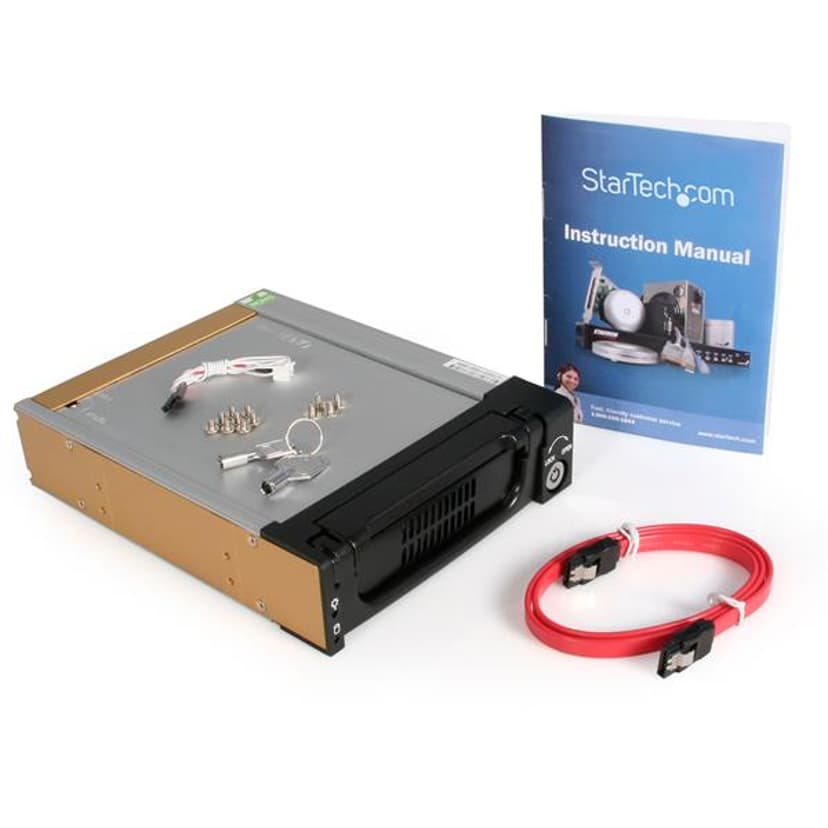 Startech Black Aluminum 5.25in Rugged SATA Hard Drive Mobile Rack Drawer