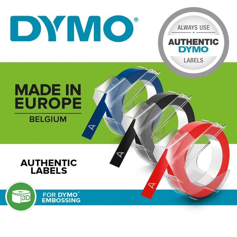 Dymo Merkintäteippi 9mm x 3m Mixed (Musta, Sininen, Punainen) 3kpl