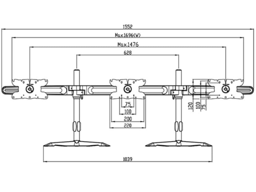 Multibrackets M VESA Desktopmount Triple Stand