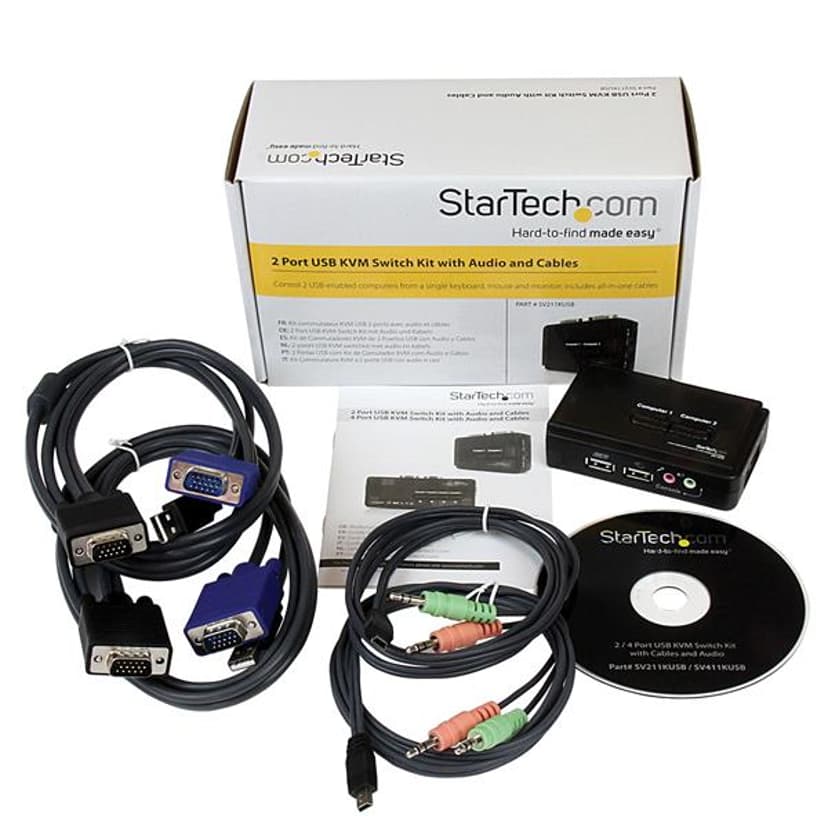 Startech 2-poort USB KVM-switch Zwart met Audio en Bekabeling
