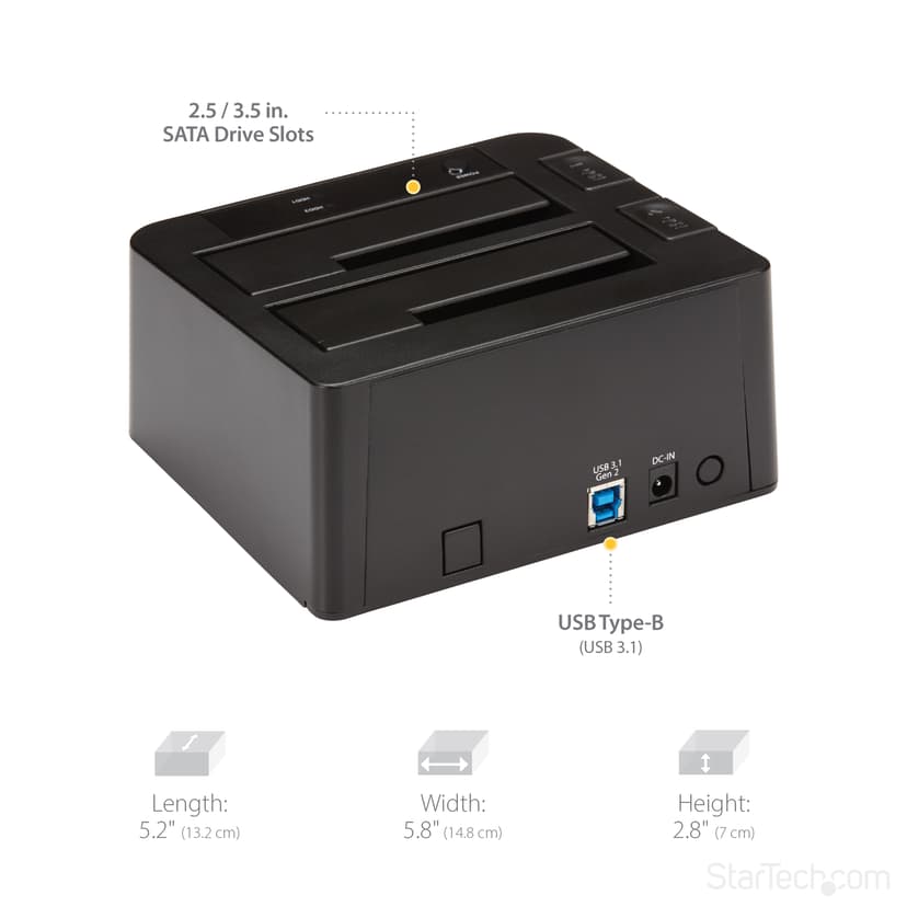 Startech USB 3.1 Gen 2 (10Gbps) Dual-Bay Dock for 2.5"/3.5" SATA Drives