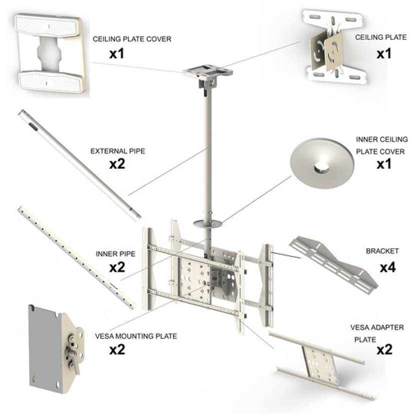 Multibrackets m Public Ceilingmount Large White Back To Back