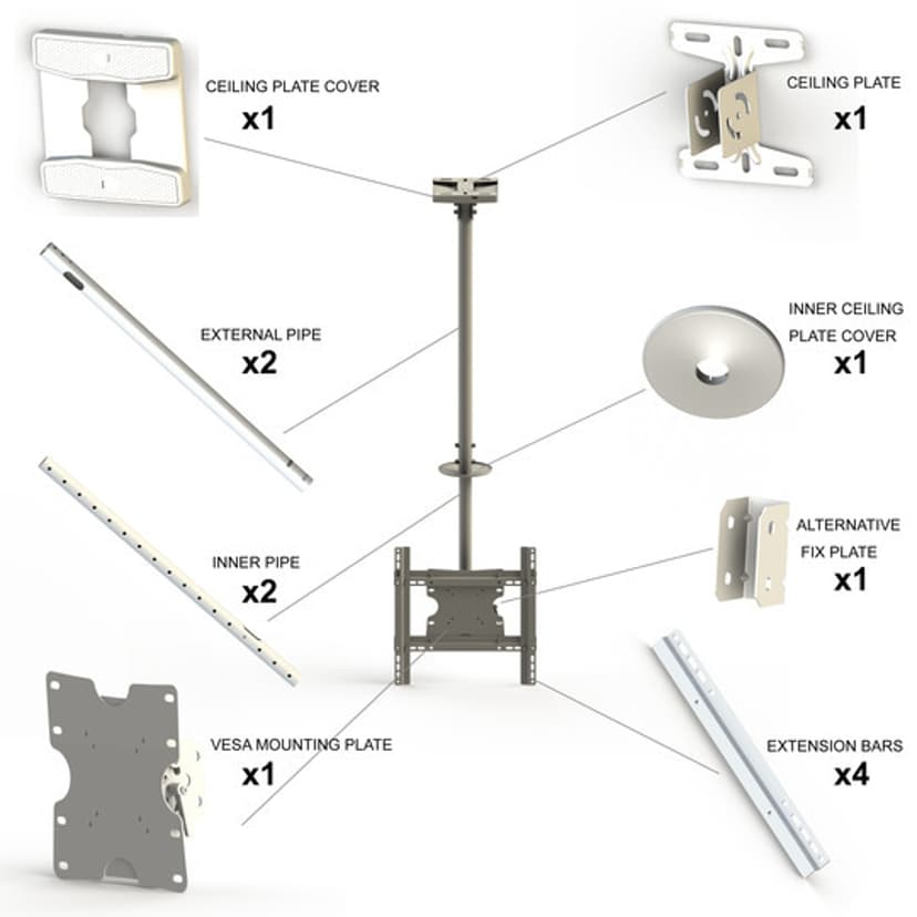 Multibrackets M Public Ceilingmount Medium White Single