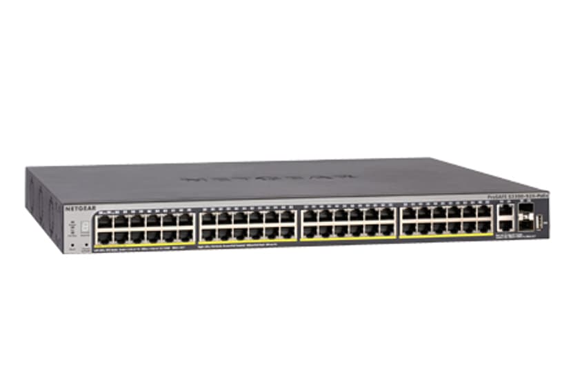 Netgear S3300-52X-PoE+ hanterad L2/L3 10G Ethernet (100/1000/10000) Strömförsörjning via Ethernet (PoE) stöd Svart