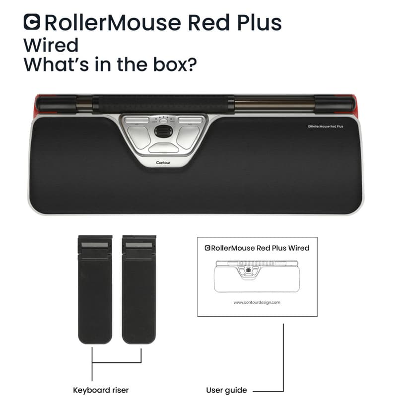 Contour Design RollerMouse Red Plus Wired USB-C Rullestang Svart, Rød, Hvit