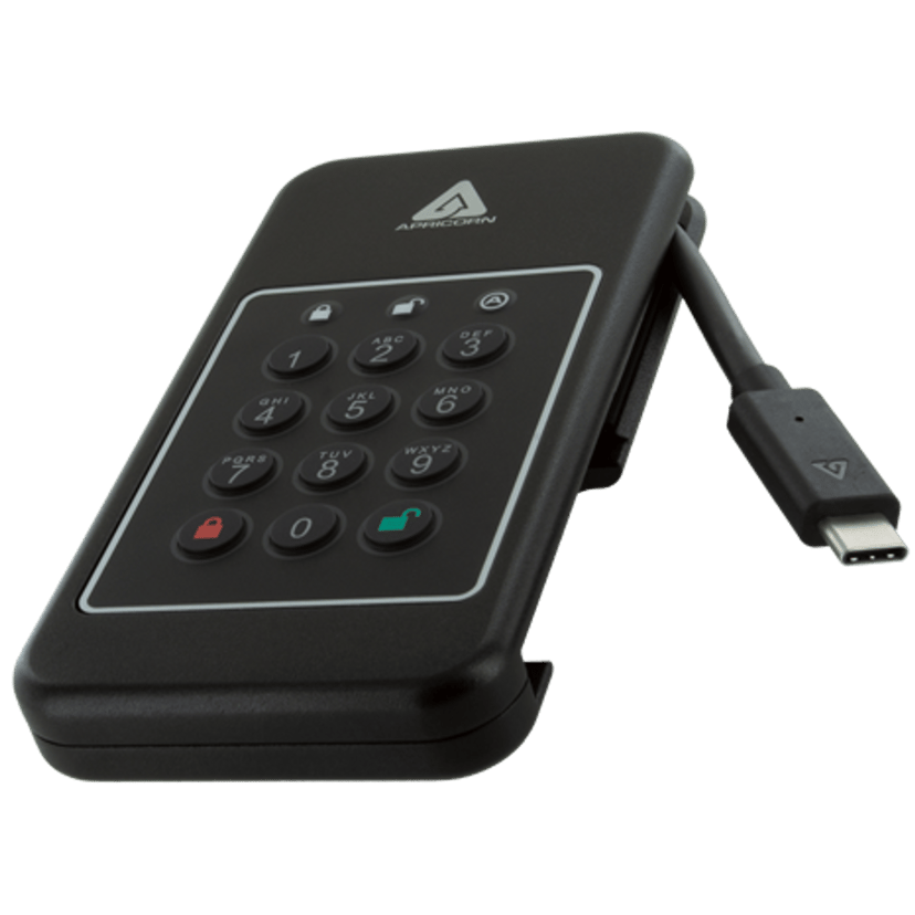 Apricorn AEGIS NVX 1TB SSD Ruggedized Encrypted USB-C Svart