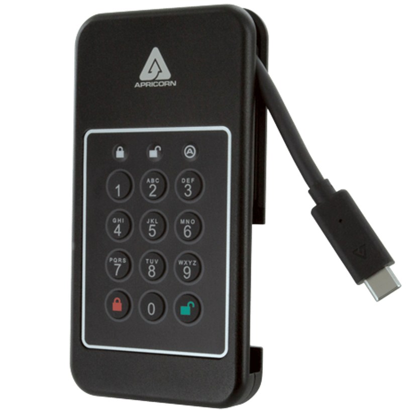 Apricorn AEGIS NVX 1TB SSD Ruggedized Encrypted USB-C Svart