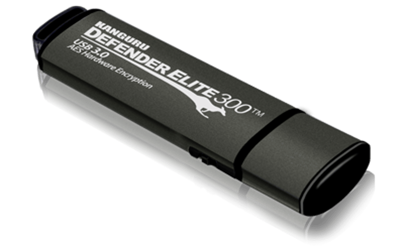Kanguru Defender Elite 300 64GB FIPS 140-2 USB 3.0 64GB USB-A Svart, Grå