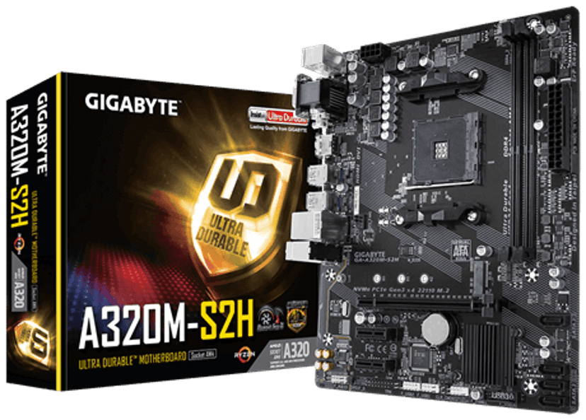 Gigabyte A320M-S2H AM4 Micro-ATX Moderkort