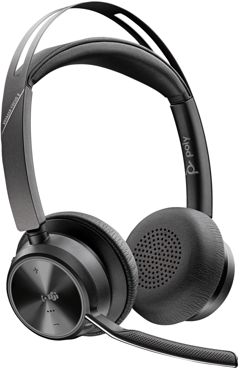 HP Poly Voyager Focus 2 med laddningsställ USB Type-A / USB Type-C Microsoft Teams Svart