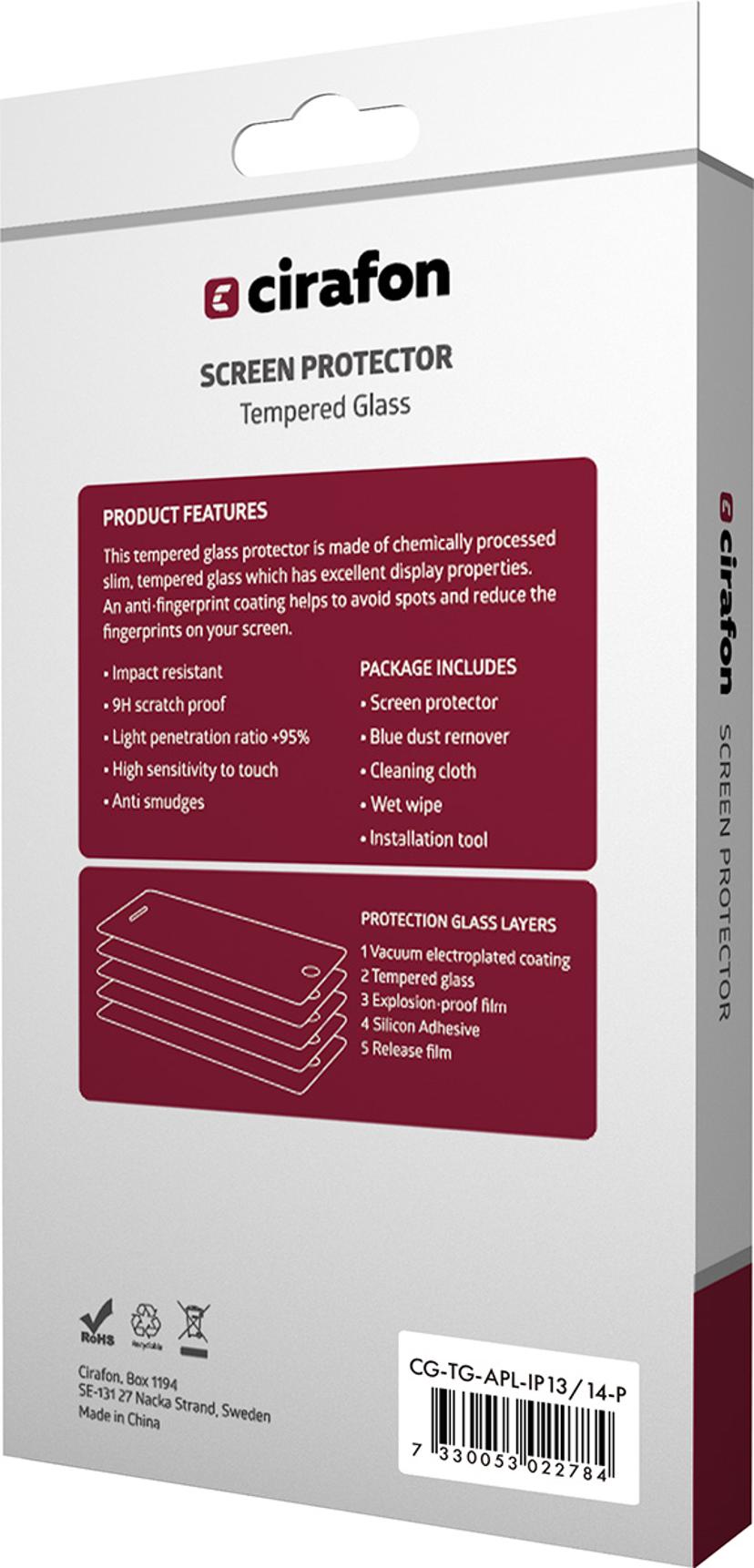 Cirafon Privacy Skärmskydd Glas iPhone 13, iPhone 13 Pro, iPhone 14, iPhone 16e