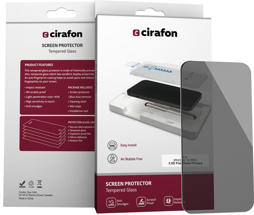 Cirafon Screen protector Privacy Glass iPhone 14 Pro