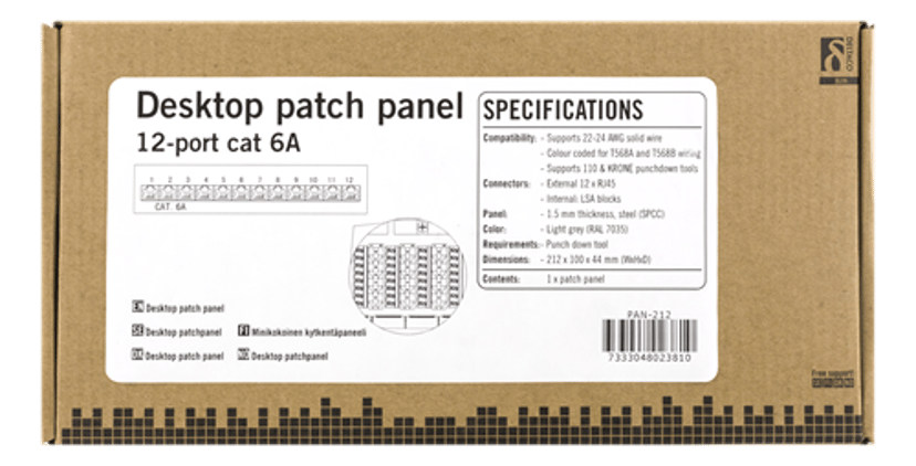 Deltaco Patchpanel Harmaa Cat 6A