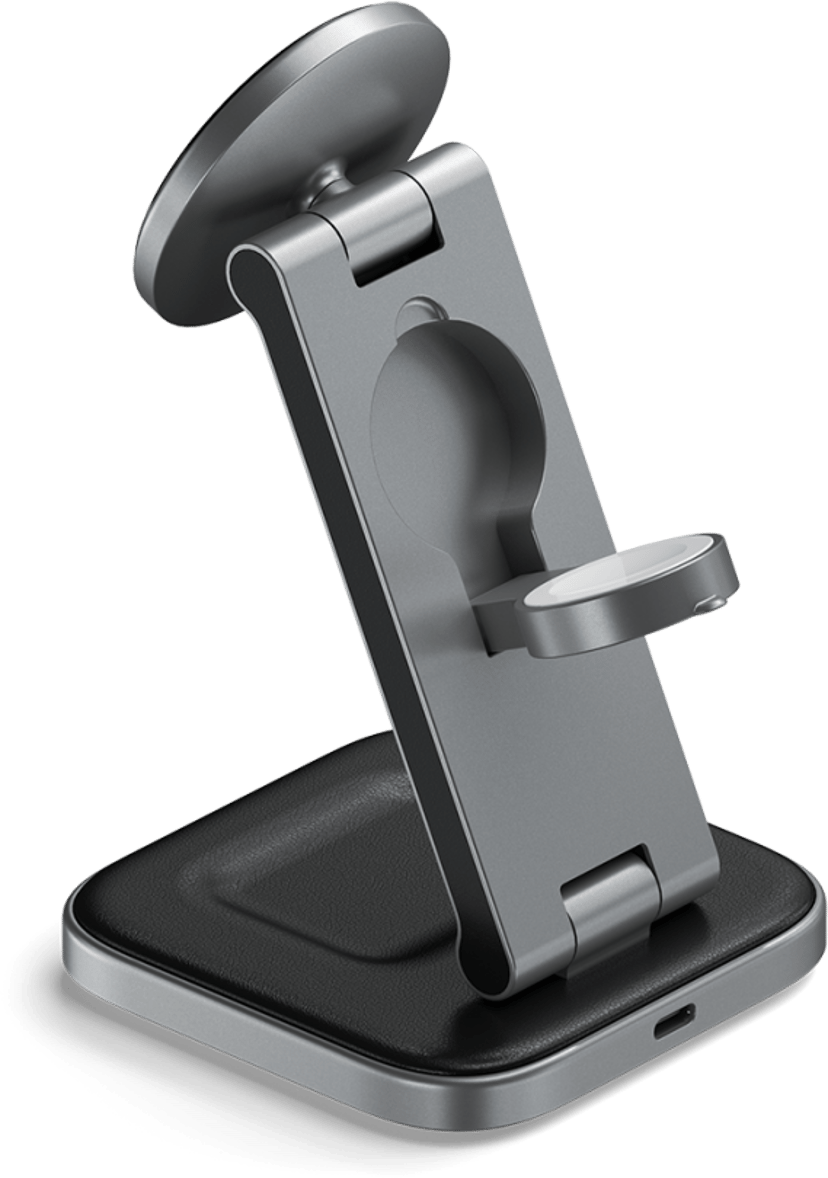 Satechi 3-in-1 Foldable Qi2 Wireless Charging Stand Musta