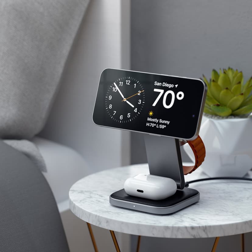 Satechi 3-in-1 Foldable Qi2 Wireless Charging Stand Musta