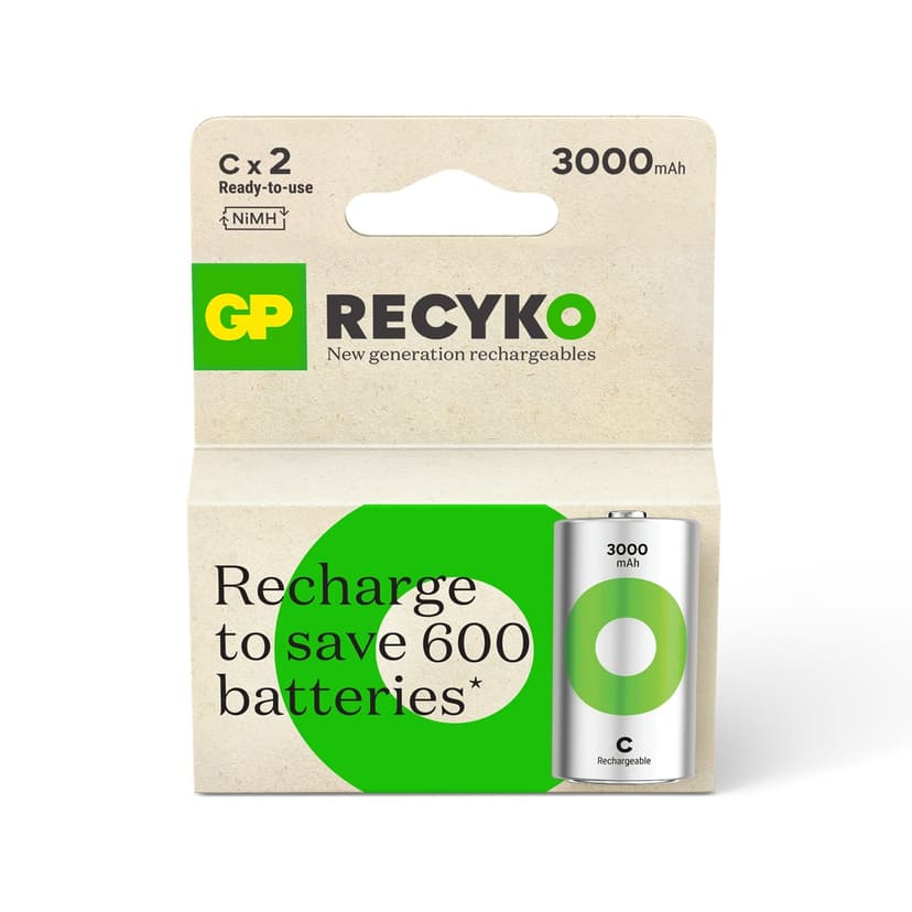 GP Recyko Rechargeable Battery C 3000 Mah 2-p