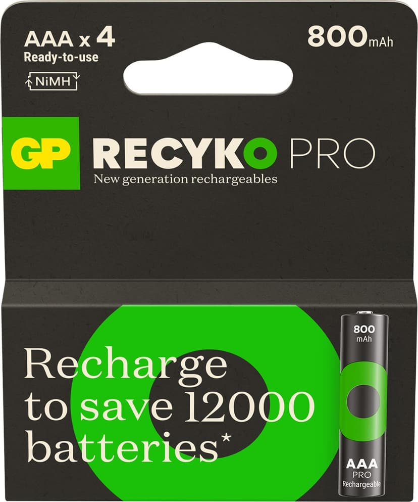 GP Recyko Pro Rechargeable Battery Aaa 800 Mah 4-p