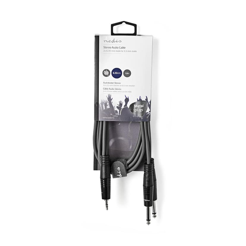 Nedis COTH23200GY15 audio kabel 1,5 m 2 x 6.35mm 3.5mm Grijs 1.5m 2 x 6,3mm 3,5mm