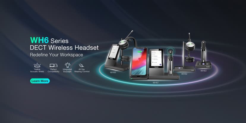 Yealink Wh66 Dual Dect Headset Uc USB Type-A UC Svart