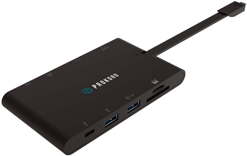 Prokord PD-DOCKM08 laptop-dokkingstasjon og portreplikator Koblet med ledninger (ikke trådløs) USB 3.2 Gen 1 (3.1 Gen 1) Type-C Sort USB Type-C