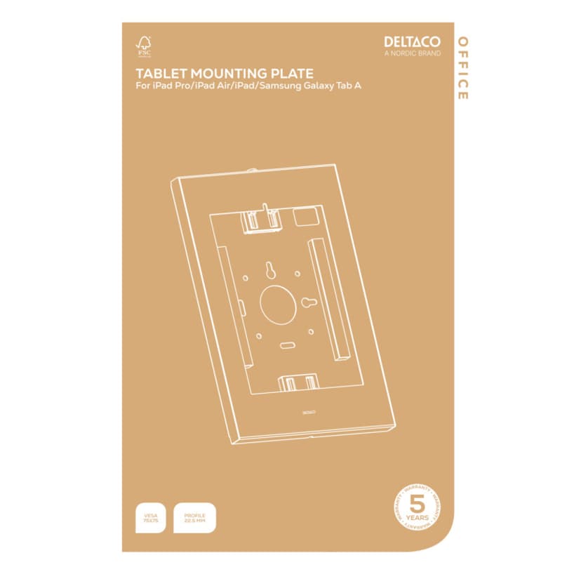 Deltaco Tablet Mounting Plate For Pad Pro/iPad Air/iPad/Samsung Galaxy Tab A