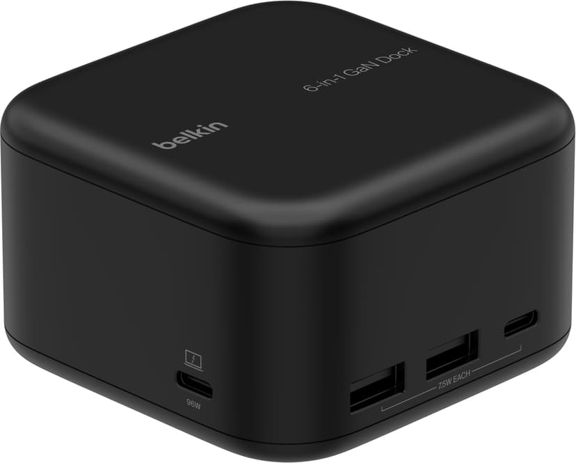 Belkin USB-C 6-in-1 Core GAN Dock - (Löytötuote luokka 2) USB 3.2 Gen 1 (3.1 Gen 1) Type-C