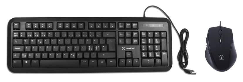 Voxicon Wired Keyboard 210w + Wired Optical Mouse M3 Nordisk