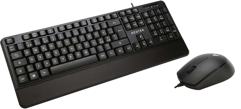 Acutek AMK-201WH tastatur Mus inkludert USB Nordisk Sort Kablet Nordisk