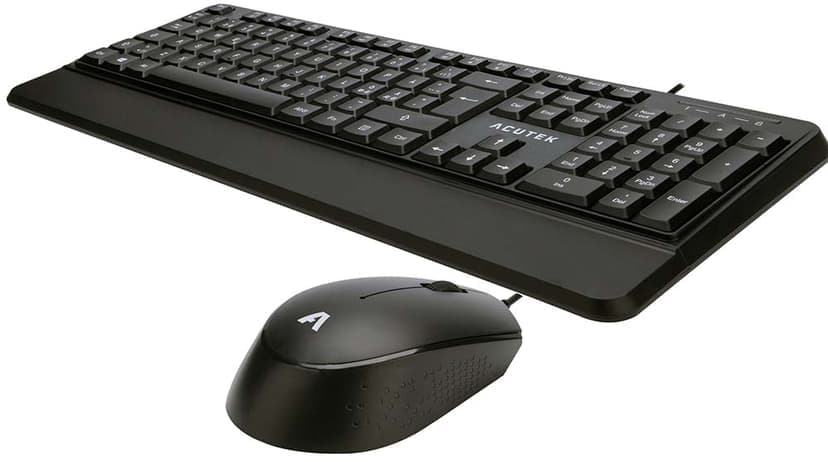 Acutek AMK-201WH tastatur Mus inkludert USB Nordisk Sort Kablet Nordisk