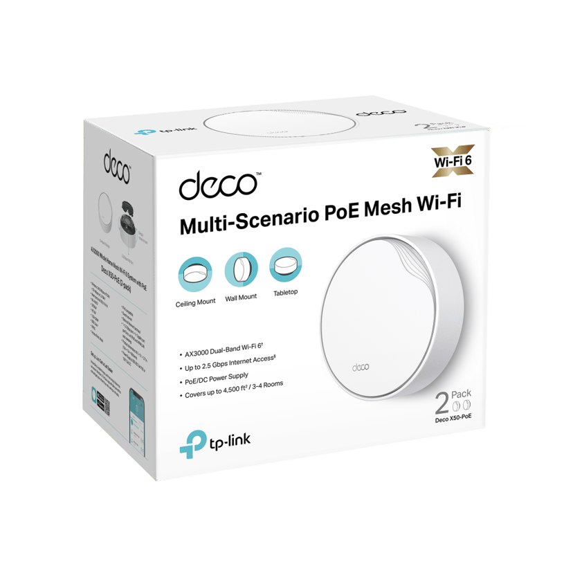 TP-Link Deco X50 PoE WiFi 6 Mesh System 2-Pack