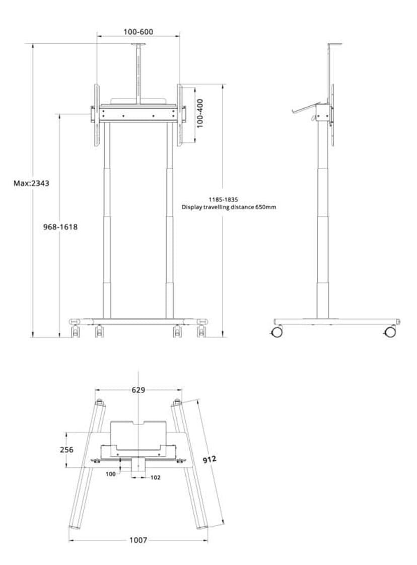 Multibrackets m Motorized Floorstand 60kg 37"-90" Black - (Outlet-vare klasse 2)