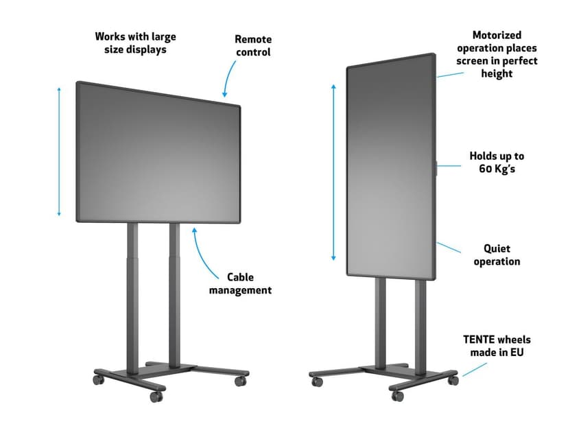 Multibrackets m Motorized Floorstand 60kg 37"-90" Black - (Outlet-vare klasse 2)