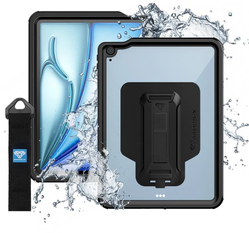 Armor-X Waterproof, Shock & Dust Proof Case With Handstrap & Kickstand - (Fyndvara klass 2) iPad Air 11" (M2), iPad Air 11" (M3) Svart