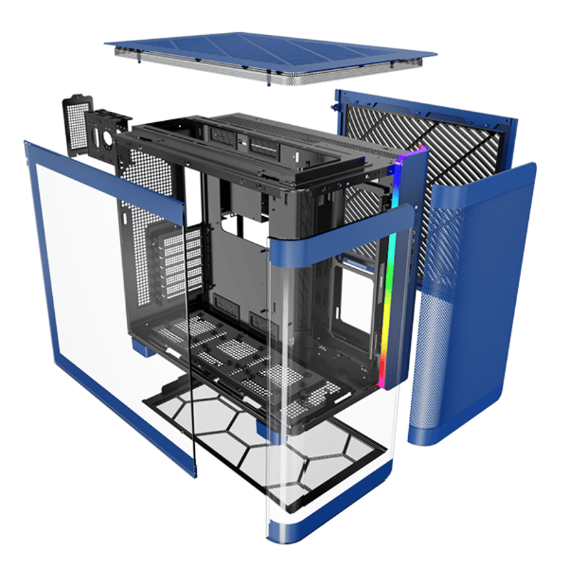 Montech King 95 Curved Glass Midi Tower Blå