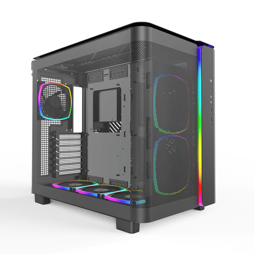 Montech King 95 Pro Curved Glass 6x ARGB +HUB Midi Tower Svart