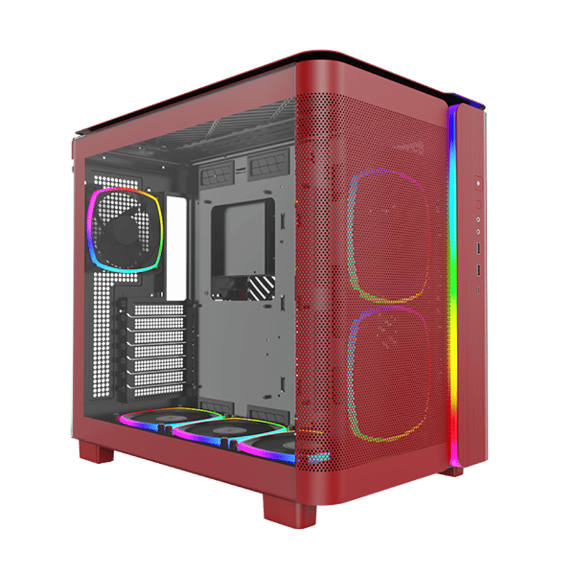 Montech King 95 Pro Curved Glass 6x ARGB +HUB Midi Tower Röd