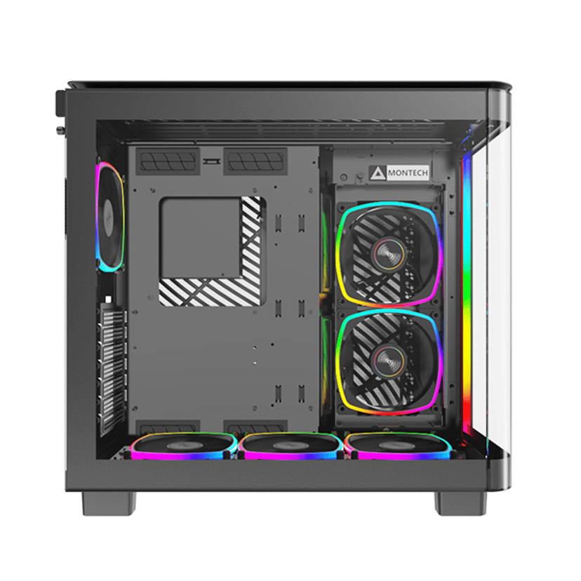 Montech King 95 Pro Curved Glass 6x ARGB +HUB Midi Tower Svart