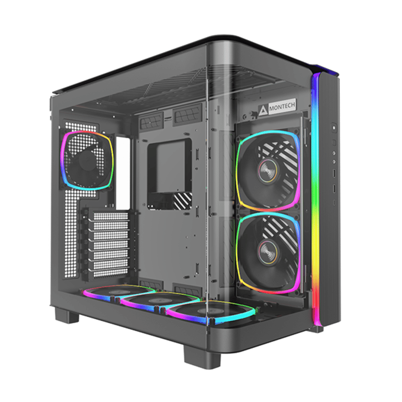 Montech King 95 Pro Curved Glass 6x ARGB +HUB Midi Tower Sort