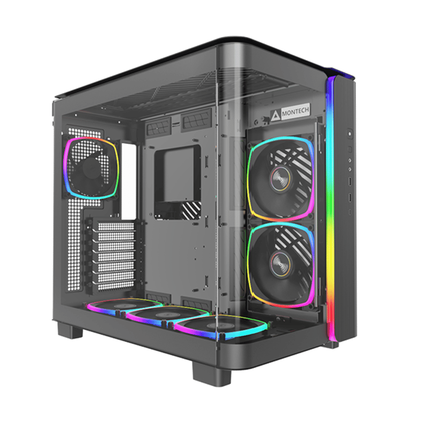 Montech King 95 Pro Curved Glass 6x ARGB +HUB Midi Tower Svart