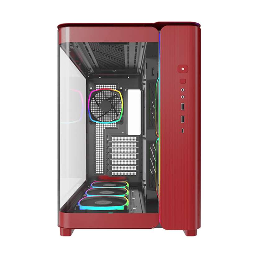 Montech King 95 Pro Curved Glass 6x ARGB +HUB Midi Tower Rød