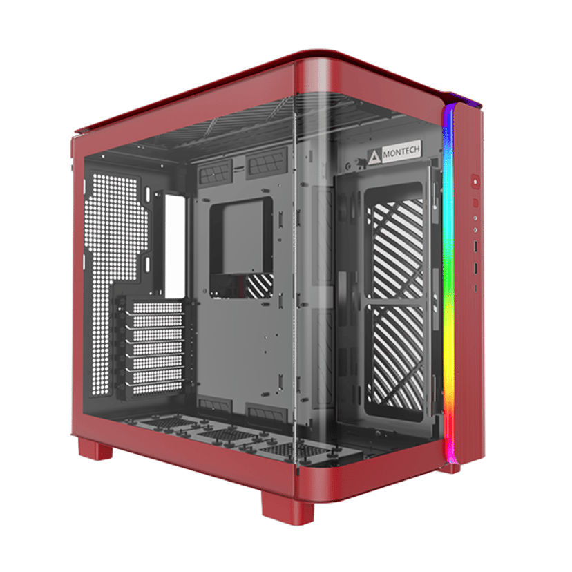 Montech King 95 Curved Glass Midi Tower Rød