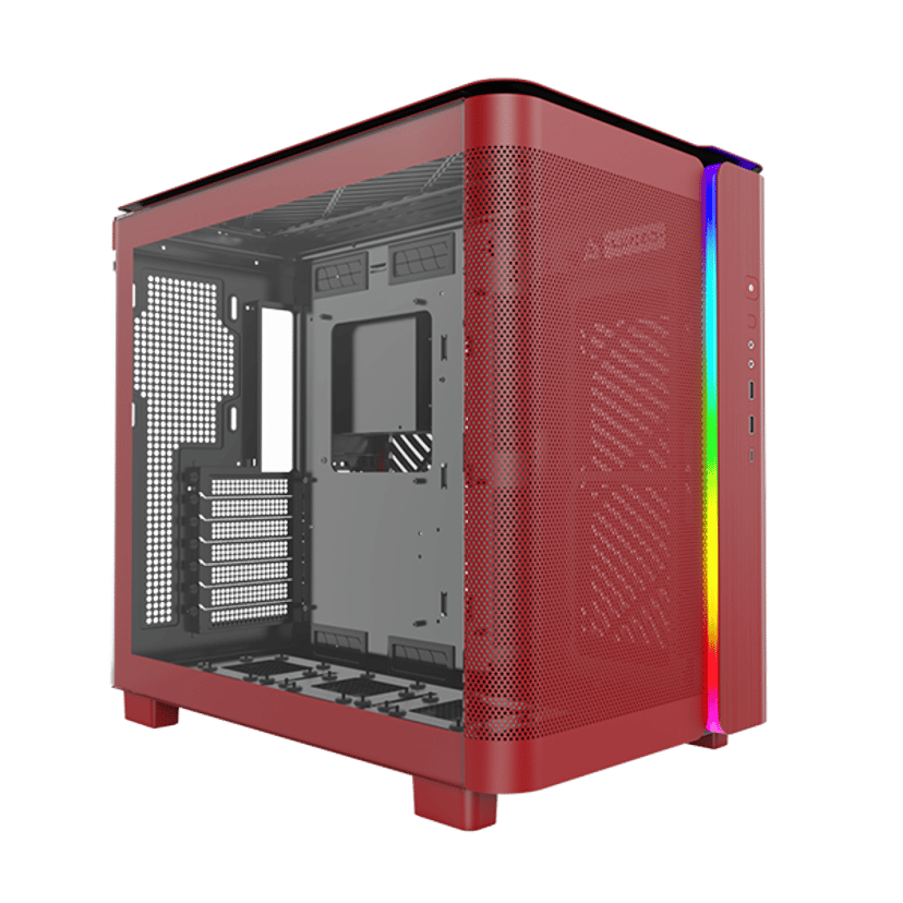 Montech King 95 Curved Glass Midi Tower Rød